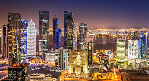Doha Qatar skyline at night